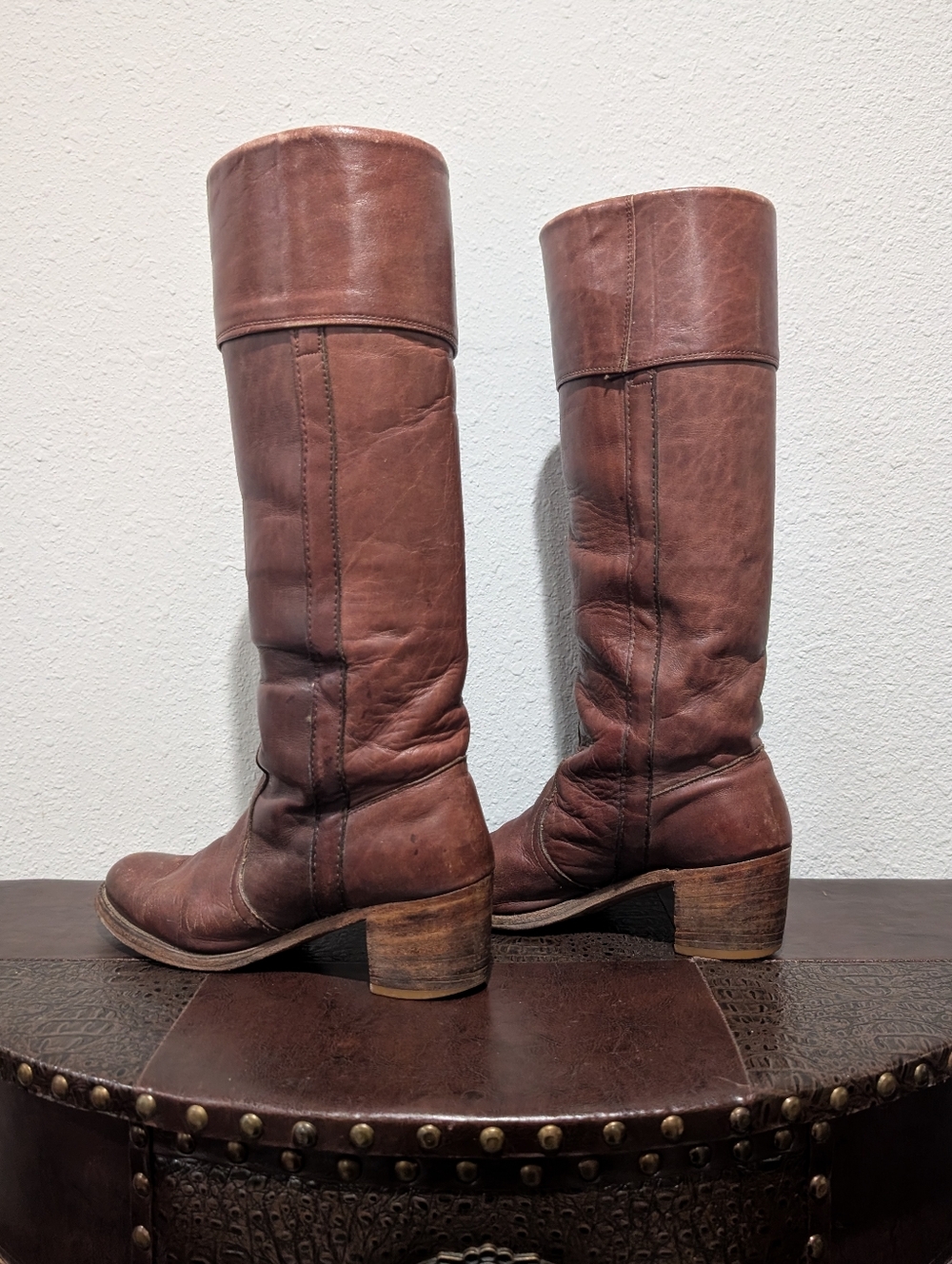 Vintage 80s FRYE Made in USA Tall Leather Campus Boots - Size 9B - Picture 5 of 13